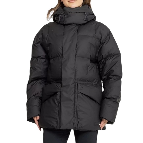 Rains Black Puffer Jacket Insulated Waterproof Super Warm Coat Small NEW - Picture 1 of 16